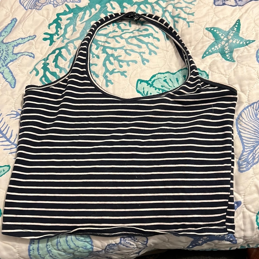 Modified striped halter top